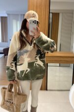 Presy Beige Deer Teddy Sweater - Image 2