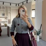 HEART EMBROIDERY DETAIL SOFT TEXTURED GRAY CARDIGAN