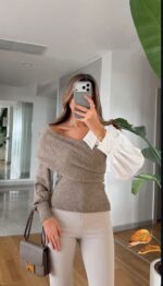 Shirt Sleeve Design Knitwear - Mink