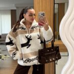 Presy Brown Double Deer Teddy Sweater