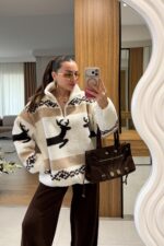Presy Brown Double Deer Teddy Sweater