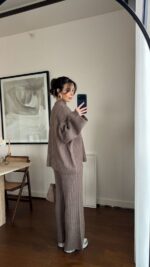 ROUND COLLAR KNITWEAR TROUSERS SET - Image 2