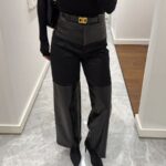 Black Faux Leather Patchwork Pants
