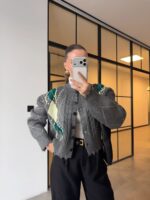 BAKLAVA PATTERN ANTHRACITE CARDIGAN