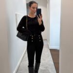 Black Button Front Knit Top