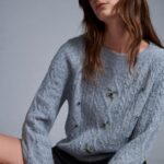 Gray Chunky Cable Knit Sweater