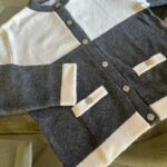 Gray and White Colorblock Knit Cardigan