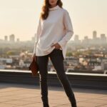 Women's Cream Turtleneck Sweater