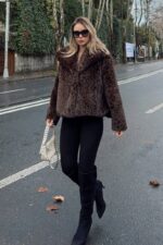 Women's Faux Fur Leopard Print Jacket - Image 2