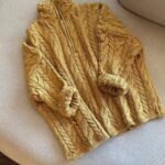 Mustard Cable Knit Zip Jacket