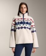 Faux-shearling sweatshirt with geometric detail in ecru - Image 2