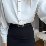 White Bow Button Blouse