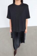 Black Pleated Midi Dress - Image 4