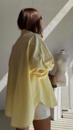 Oversized Light Yellow Button-Up Shirt - Image 2