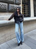 Black Sheer Sleeve Blazer Jacket - Image 3