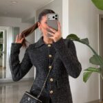 Charcoal Wool Cardigan With Gold Buttons