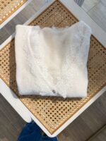 White Lace Trim Cardigan Sweater - Image 3