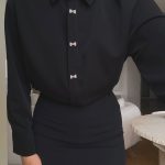 Black Bow Button Blouse