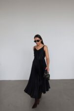 Black Pleated Midi Dress - Image 3