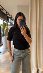 Cable Knit Black Sweater