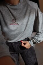 Grey Embroidered Heart Sweatshirt - Image 2