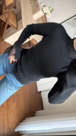 Black Lace Cuff Knit Top - Image 2