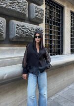 Black Sheer Sleeve Blazer Jacket