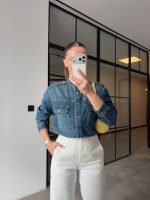 Blue Denim Button-Up Shirt - Image 2