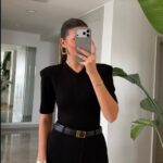 Black V-Neck Structured Shoulder Body