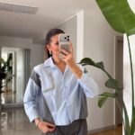 Light Blue and Gray Colorblock Shirt