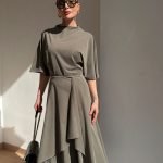 Olive Asymmetric Skirt With Top Set
