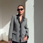 Gray Blazer With Lace Trim