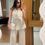 Beige Sleeveless Suit Set