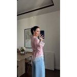 Pink Satin Blouse With Lace Trim - Image 3