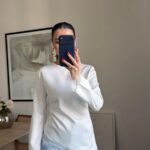 White Satin Blouse With Lace Trim