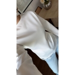 White Satin Blouse With Lace Trim - Image 2