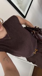 Brown Knit Tank Top - Image 2