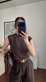 Brown Knit Tank Top