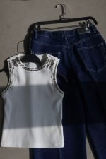 White Top With Rhinestone Detail