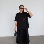 Black Pleated Midi Dress