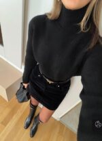 Black Turtleneck Knit Sweater - Image 2