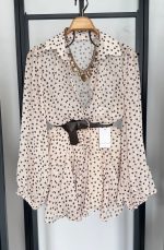 Sheer Polka Dot Brown Set