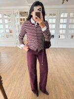 Burgundy Striped Cardigan