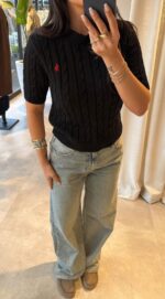 Cable Knit Black Sweater - Image 2