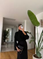 Black Turtleneck Knit Sweater