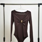 Brown V-Neck Bodysuit