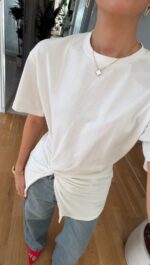 White Twist Front Short Sleeve T-Shirt - Image 2