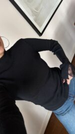 Black Lace Cuff Knit Top - Image 3
