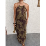Brown Paisley Halter Maxi Dress - Image 2