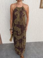 Brown Paisley Halter Maxi Dress - Image 2
